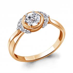 Кольцо из золочёного серебра AQUAMARINE А67380А-п с фианитом А67380А-п фото