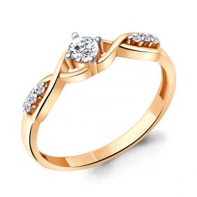 Кольцо из золочёного серебра AQUAMARINE А67417А-п с фианитом А67417А-п фото