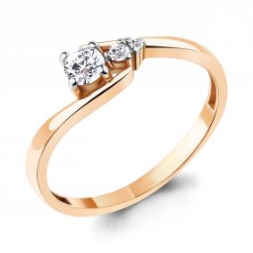 Кольцо из золочёного серебра AQUAMARINE А67418А-п с фианитом А67418А-п фото