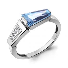 Серебряное кольцо AQUAMARINE А6743692А с топазом и фианитом А6743692А фото