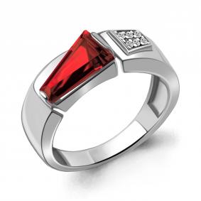 Серебряное кольцо AQUAMARINE А6743785А с фианитом и гранатом А6743785А фото