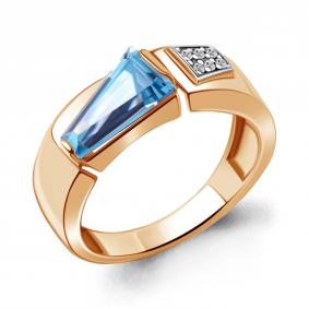 Кольцо из золочёного серебра AQUAMARINE А6743792А-п с топазом и фианитом А6743792А-п фото