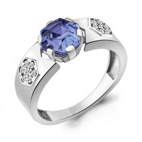 Серебряное кольцо AQUAMARINE А67439603А с фианитом и танзанитом А67439603А фото