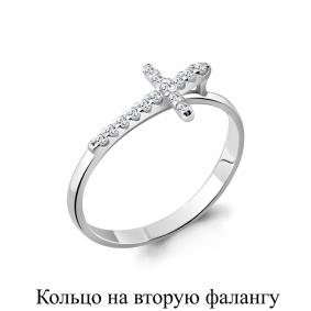 Серебряное кольцо Крест AQUAMARINE с фианитом А67518А А67518А фото