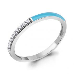 Серебряное кольцо AQUAMARINE А67761А с фианитом и эмалью А67761А фото