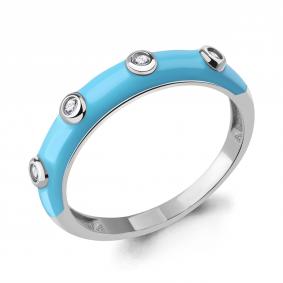 Серебряное кольцо AQUAMARINE А67764А с фианитом и эмалью А67764А фото