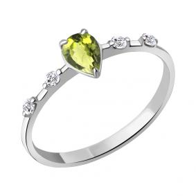 Серебряное кольцо AQUAMARINE А6778807А с фианитом и хризолитом А6778807А фото