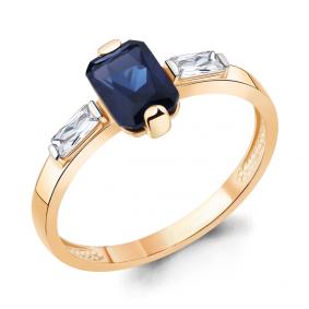 Кольцо из золочёного серебра AQUAMARINE А67804Н-п с фианитом и гидротермальным сапфиром А67804Н-п фото