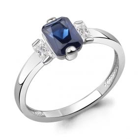 Серебряное кольцо AQUAMARINE А67806Н с фианитом и гидротермальным сапфиром А67806Н фото