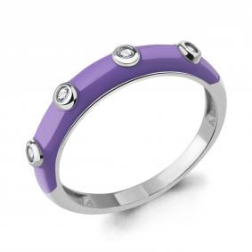 Серебряное кольцо AQUAMARINE А67818А с фианитом и эмалью А67818А фото