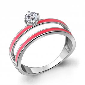 Серебряное кольцо AQUAMARINE А67823А с фианитом и эмалью А67823А фото