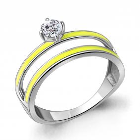 Серебряное кольцо AQUAMARINE А67825А с фианитом и эмалью А67825А фото