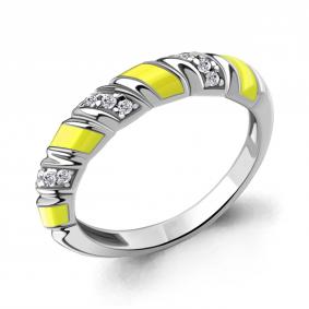 Серебряное кольцо AQUAMARINE А67834А с фианитом и эмалью А67834А фото