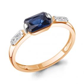 Кольцо из золочёного серебра AQUAMARINE А67835Н-п с фианитом и гидротермальным сапфиром А67835Н-п фото