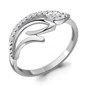 Серебряное кольцо AQUAMARINE А67859А с фианитом А67859А фото