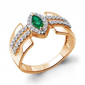 Кольцо из золочёного серебра AQUAMARINE А67906АГ-п с фианитом и ювелирным кристаллом А67906АГ-п фото