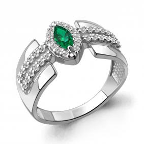 Серебряное кольцо AQUAMARINE А67906АГ с фианитом и ювелирным кристаллом А67906АГ фото