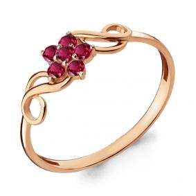 Кольцо из золочёного серебра AQUAMARINE А68003В-п с рубиновым корундом А68003В-п фото