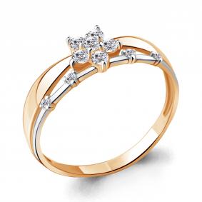 Кольцо из золочёного серебра AQUAMARINE А68007А-пк с фианитом А68007А-пк фото