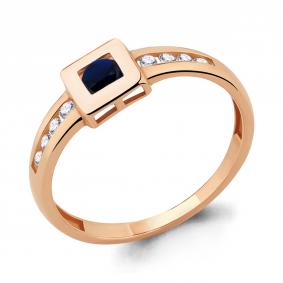 Кольцо из золочёного серебра AQUAMARINE А68009Н-п с фианитом и гидротермальным сапфиром А68009Н-п фото