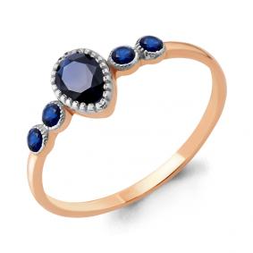 Кольцо из золочёного серебра AQUAMARINE А68109Б-пк с гидротермальным сапфиром А68109Б-пк фото