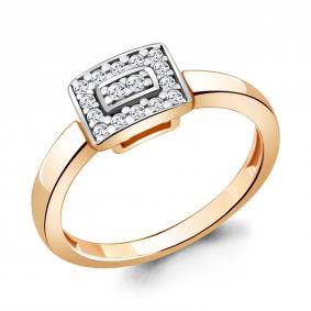 Кольцо из золочёного серебра AQUAMARINE А68113А-пк с фианитом А68113А-пк фото