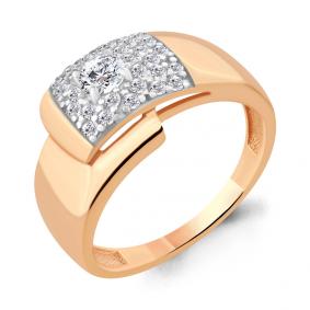 Кольцо из золочёного серебра AQUAMARINE А68198А-п с фианитом А68198А-п фото