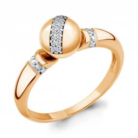 Кольцо из золочёного серебра AQUAMARINE А68295А-пк с фианитом А68295А-пк фото