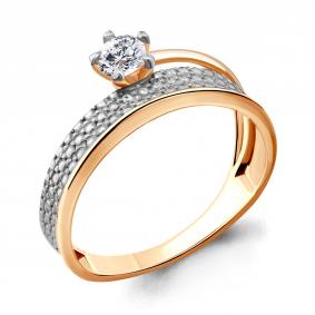 Кольцо из золочёного серебра AQUAMARINE А68297-пк с фианитом А68297-пк фото