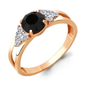 Кольцо из золочёного серебра AQUAMARINE А68301АЧ-п с фианитом и ювелирным кристаллом А68301АЧ-п фото