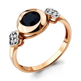 Кольцо из золочёного серебра AQUAMARINE А68304АЧ-пк с фианитом и ювелирным кристаллом А68304АЧ-пк фото