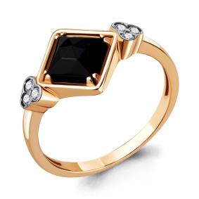 Кольцо из золочёного серебра AQUAMARINE А68306АЧ-пк с фианитом и ювелирным кристаллом А68306АЧ-пк фото