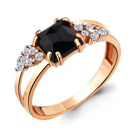 Кольцо из золочёного серебра AQUAMARINE А68308АЧ-п с фианитом и ювелирным кристаллом А68308АЧ-п фото