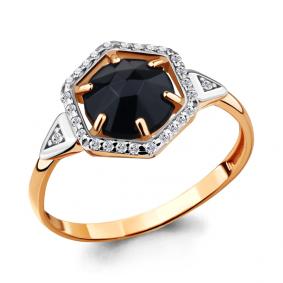 Кольцо из золочёного серебра AQUAMARINE А68309АЧ-п с фианитом и ювелирным кристаллом А68309АЧ-п фото