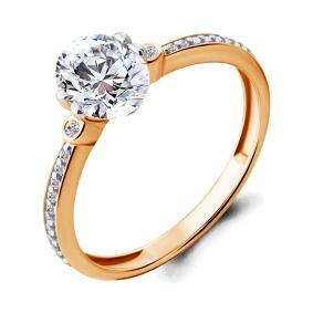 Кольцо из золочёного серебра AQUAMARINE А68347А-пк с фианитом А68347А-пк фото