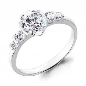 Серебряное кольцо AQUAMARINE А68348 с фианитом А68348 фото