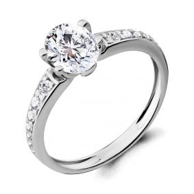 Серебряное кольцо AQUAMARINE А68349А с фианитом А68349А фото