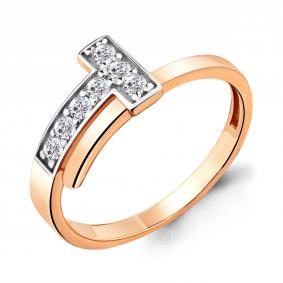 Кольцо из золочёного серебра AQUAMARINE А68383А-пк с фианитом А68383А-пк фото