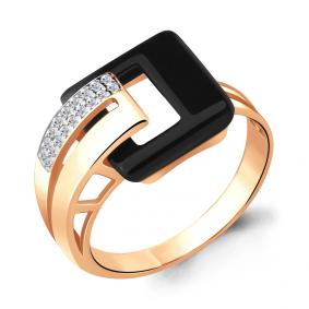 Кольцо из золочёного серебра AQUAMARINE А68405А-пк с фианитом и керамикой А68405А-пк фото