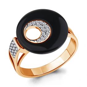 Кольцо из золочёного серебра AQUAMARINE А68406А-п с фианитом и керамикой А68406А-п фото