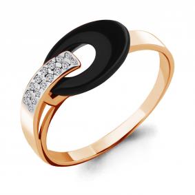 Кольцо из золочёного серебра AQUAMARINE А68407А-пк с фианитом и керамикой А68407А-пк фото