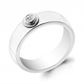 Серебряное кольцо AQUAMARINE А68440 с фианитом и керамикой А68440 фото