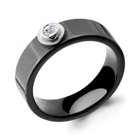 Серебряное кольцо AQUAMARINE А68441 с фианитом и керамикой А68441 фото