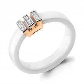 Кольцо из золочёного серебра AQUAMARINE А68445-п с фианитом и керамикой А68445-п фото