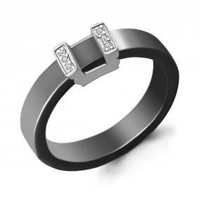 Серебряное кольцо AQUAMARINE А68446 с фианитом и керамикой А68446 фото