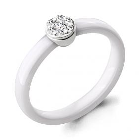 Серебряное кольцо AQUAMARINE А68447 с фианитом и керамикой А68447 фото