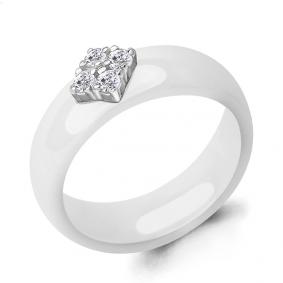 Серебряное кольцо AQUAMARINE А68458 с фианитом и керамикой А68458 фото