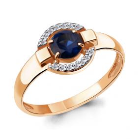 Кольцо из золочёного серебра AQUAMARINE А68459АБ-п с фианитом и гидротермальным сапфиром А68459АБ-п фото