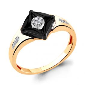 Кольцо из золочёного серебра AQUAMARINE А68468А-п с фианитом и керамикой А68468А-п фото