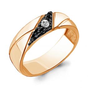 Кольцо из золочёного серебра AQUAMARINE А68523АЧ-п с фианитом и ювелирным кристаллом А68523АЧ-п фото